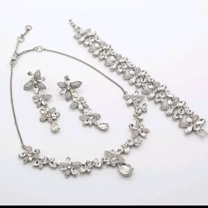 Givenchy Elegant Silver 3-piece Floral Jewelry Set